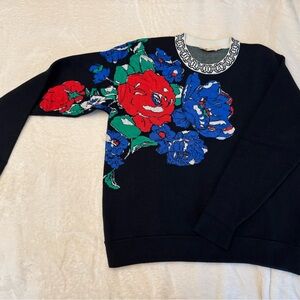 Tory Burch Cream and Black Patterned Sweater